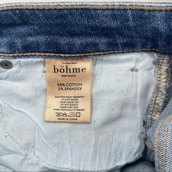 Bohme Premium Denim High Waisted Light Wash Straight Leg Distressed Jean Size 29 - Picture 7 of 9